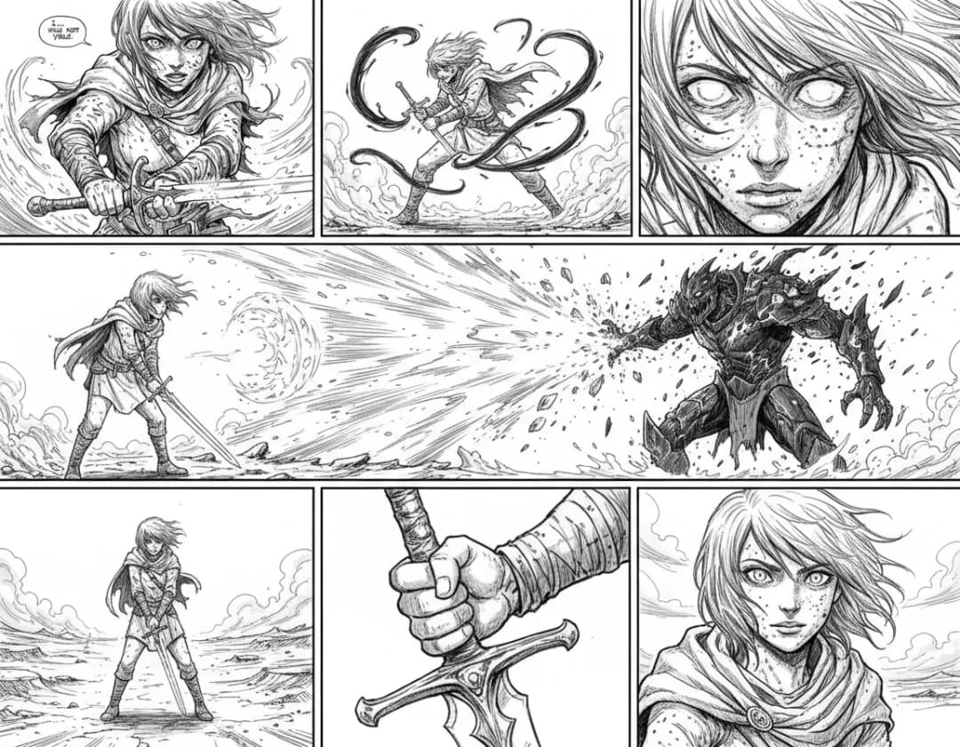 Click to zoom Comic Storyboard Generated Example 14 - Nano Banana AI Transformation Result